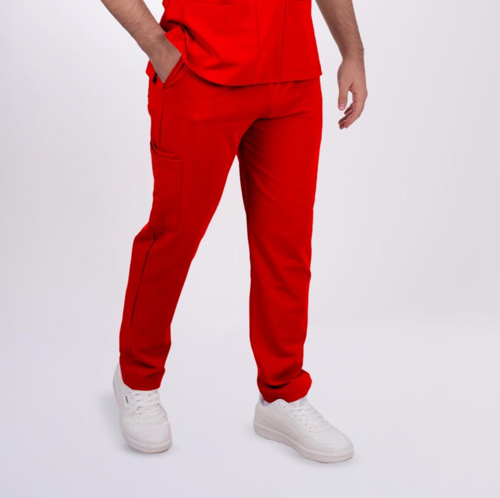 Likralı Zipper Seri Erkek Kırmızı Üniforma Alt