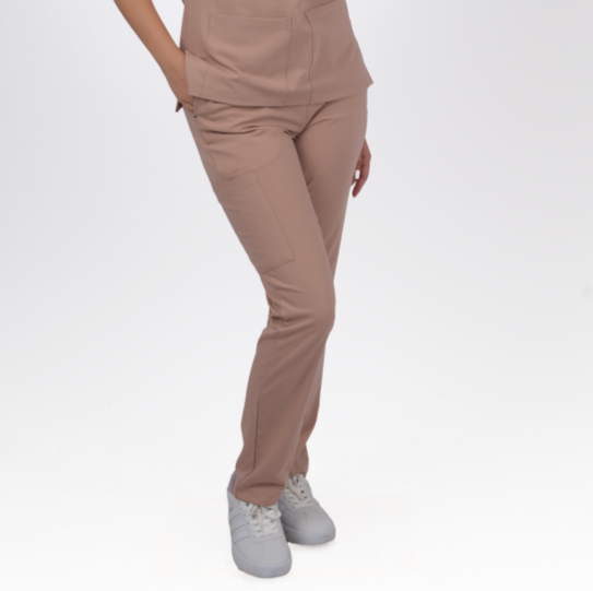 Premium Likralı Zipper Seri Kadın Karamel Üniforma Alt